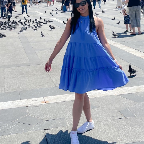 Vici Eleana Tiered Halter Ruffle Dress - Clean Blue 🧿 - Picture 5 of 5